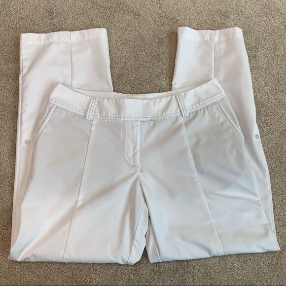 Adidas ClimaLite White pants capris blue stripe golf Sz 12 NWOT - Picture 3 of 12